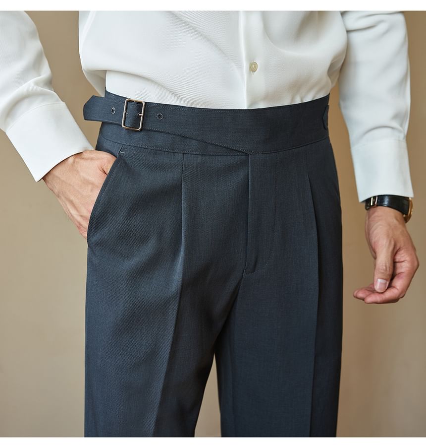 Omozando - Mid Rise Plain Tapered Dress Pants