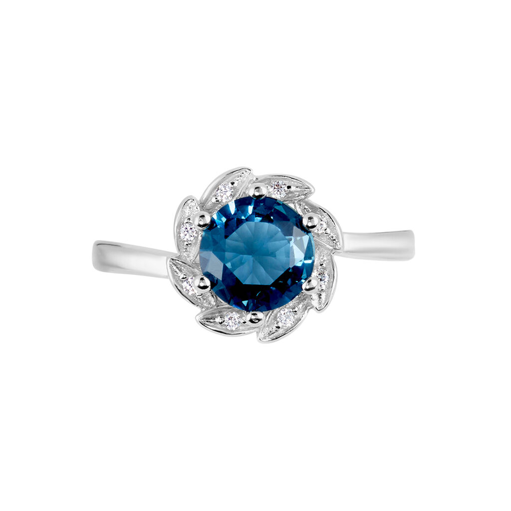 Bague Argent Blanc Clover Verre Oxydes De Zirconium