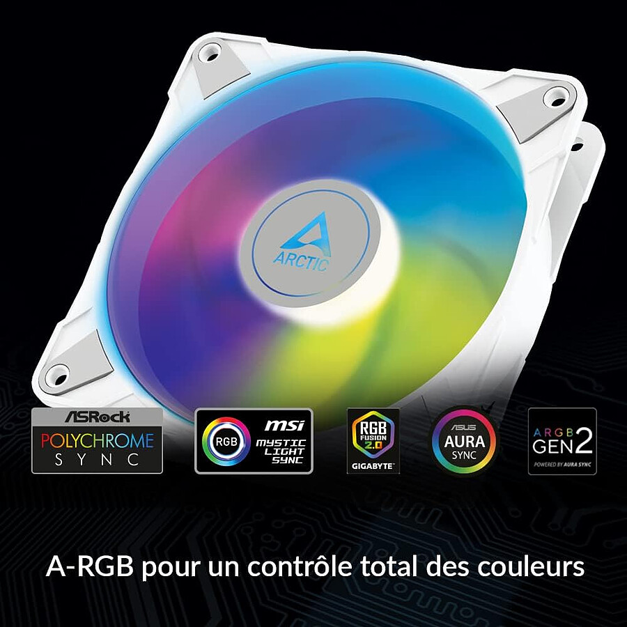Arctic P12 PWM PST ARGB - Blanc