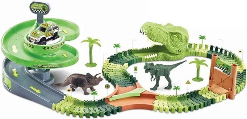 B-Joy Dino Racebaan – 72 delig Dinosaurussen achtbaan Speelgoed Cadeau Kerst