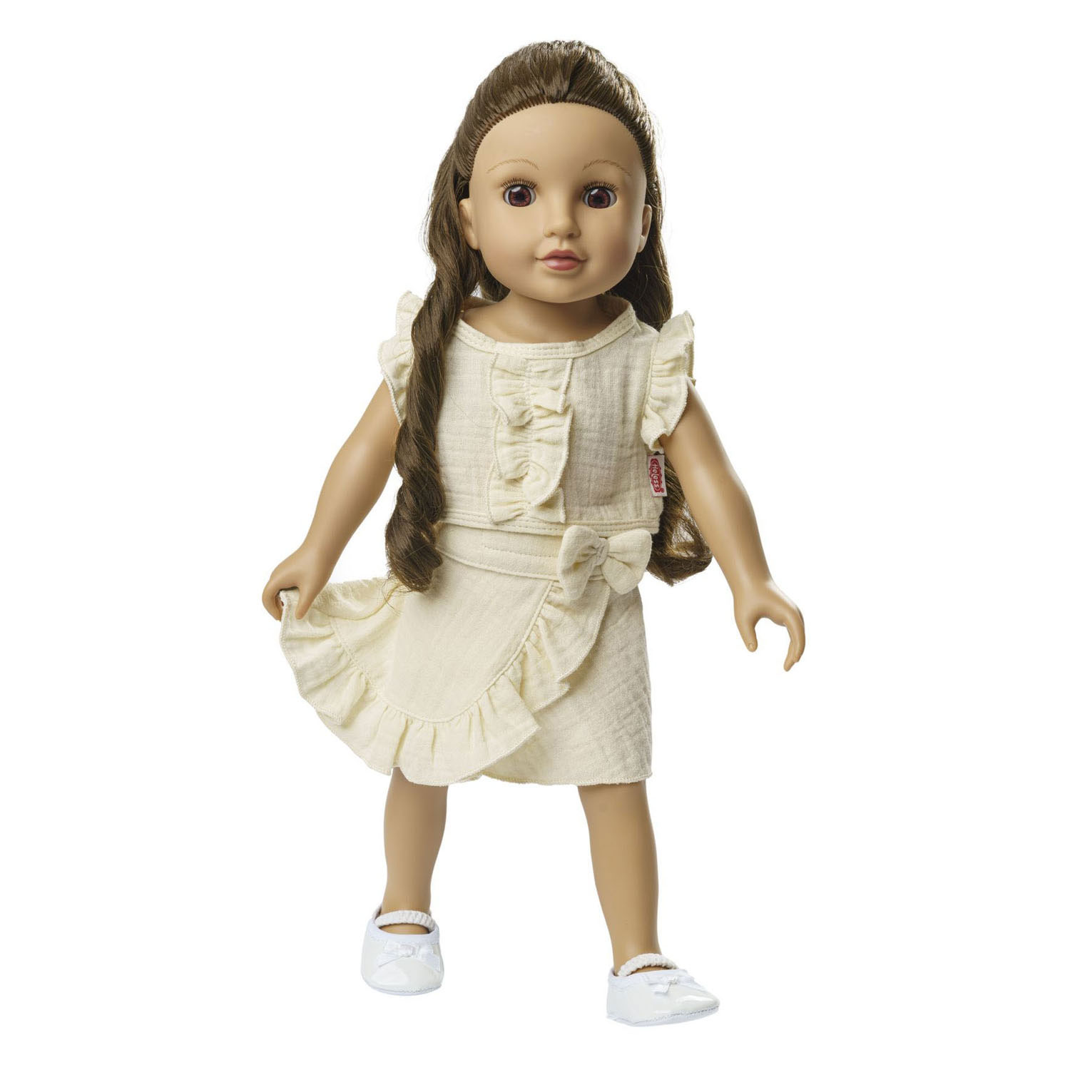 Poppen Wikkelrok Ecru met Ruches, 35-45 cm