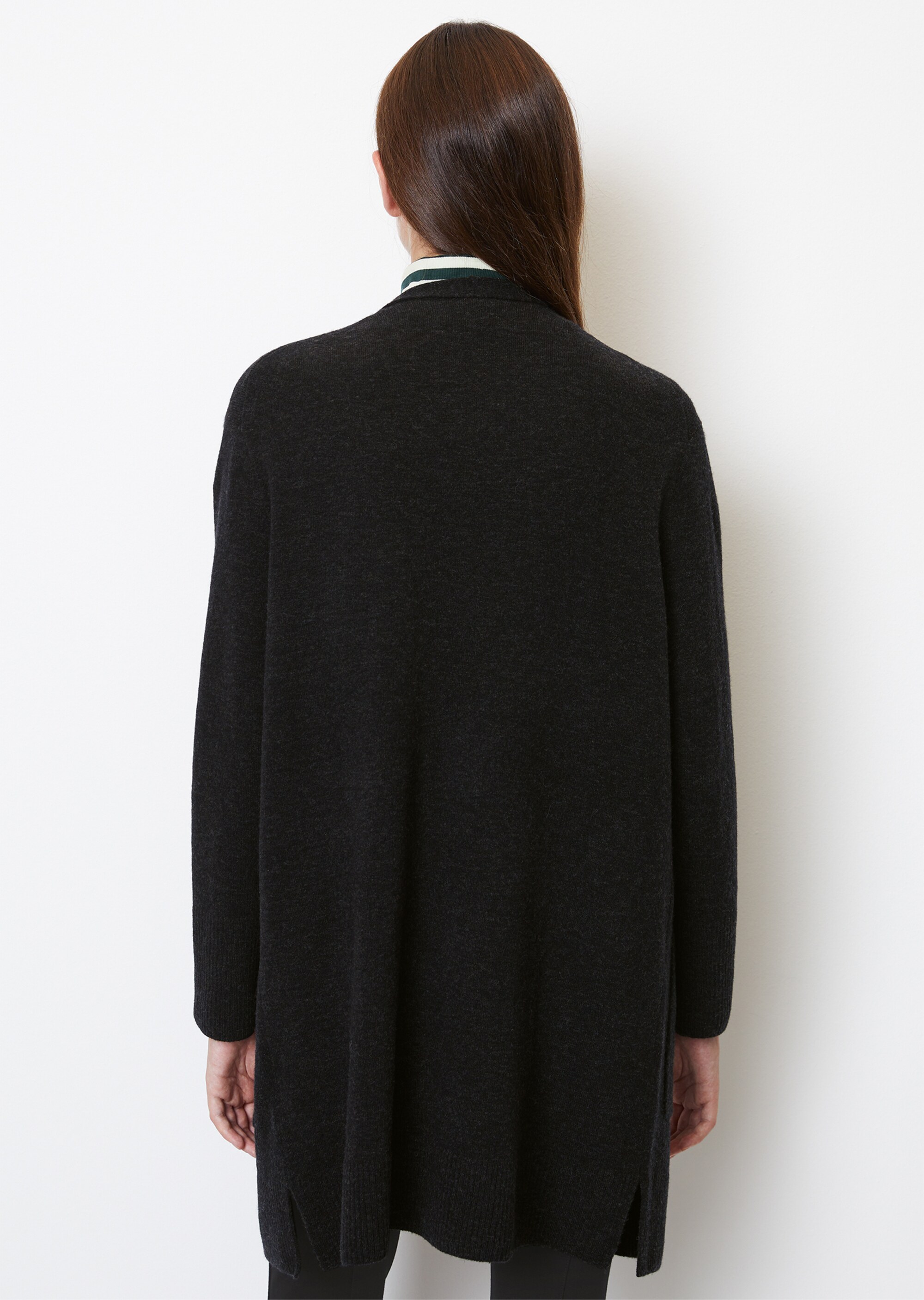 Long-Cardigan open front aus softem Schurwolle-Mix