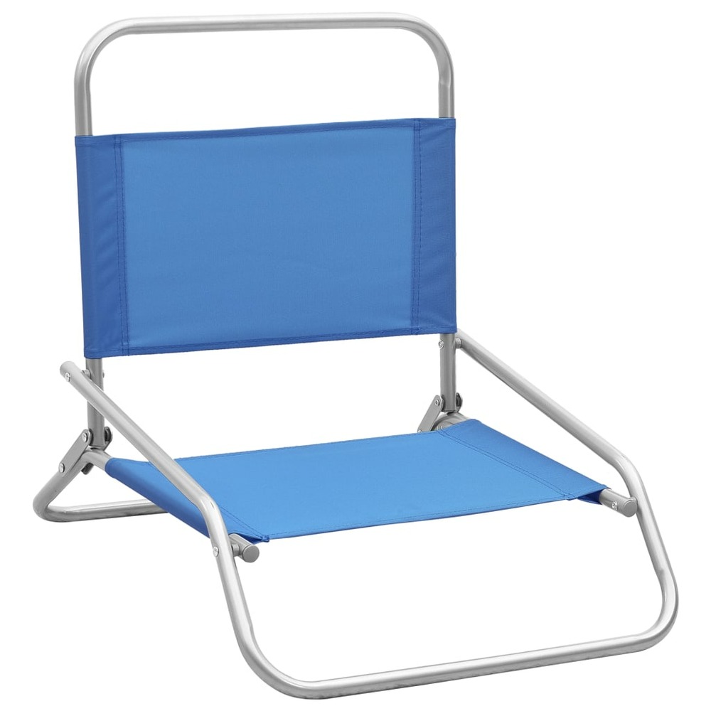 Chaises de plage pliables 2 pcs bleu tissu