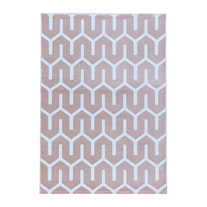 Modern vloerkleed - Streaky Pattern Roze/Wit | Modern design