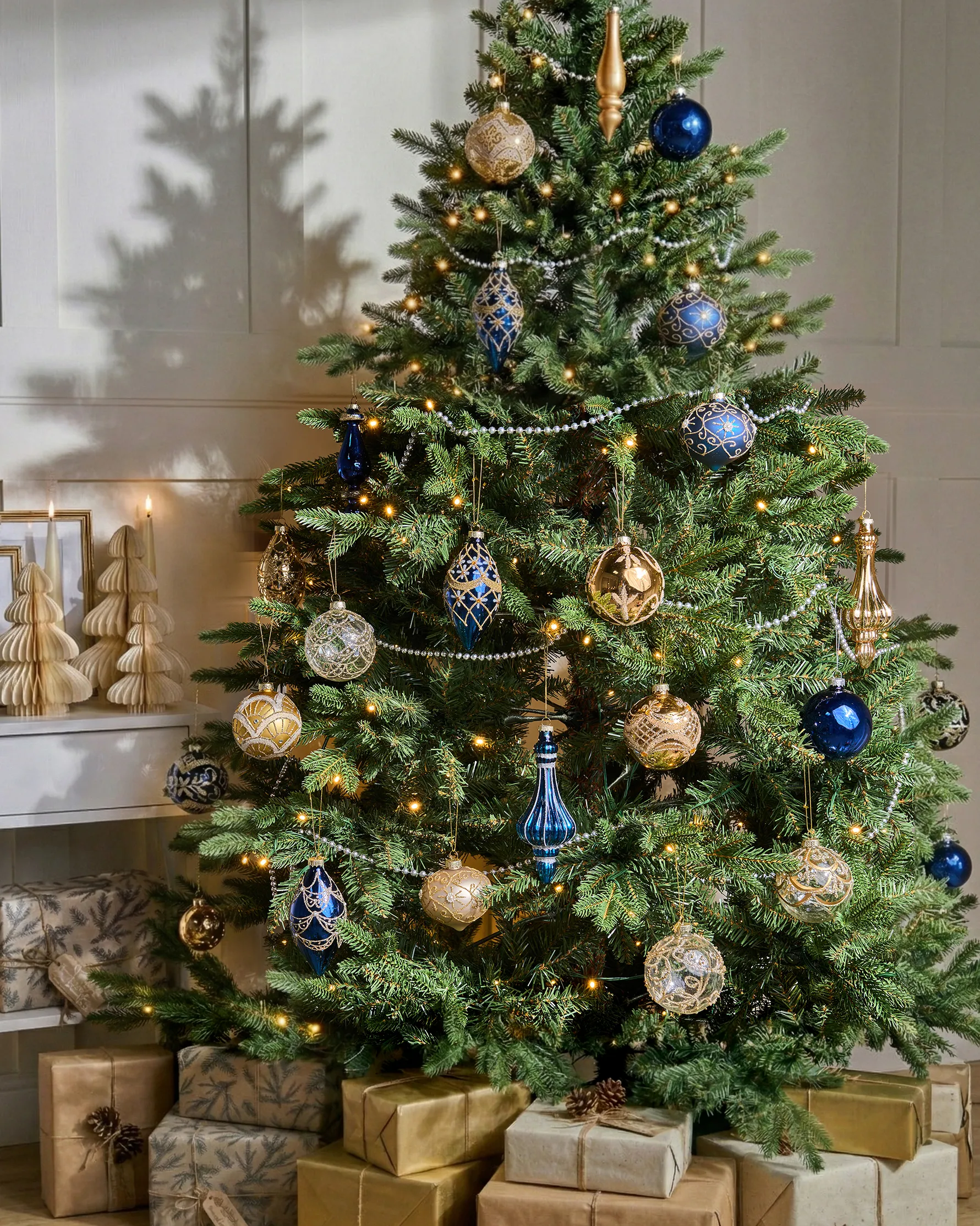 Set van 35 kerstballen ICEDROP Glas Blauw/goud