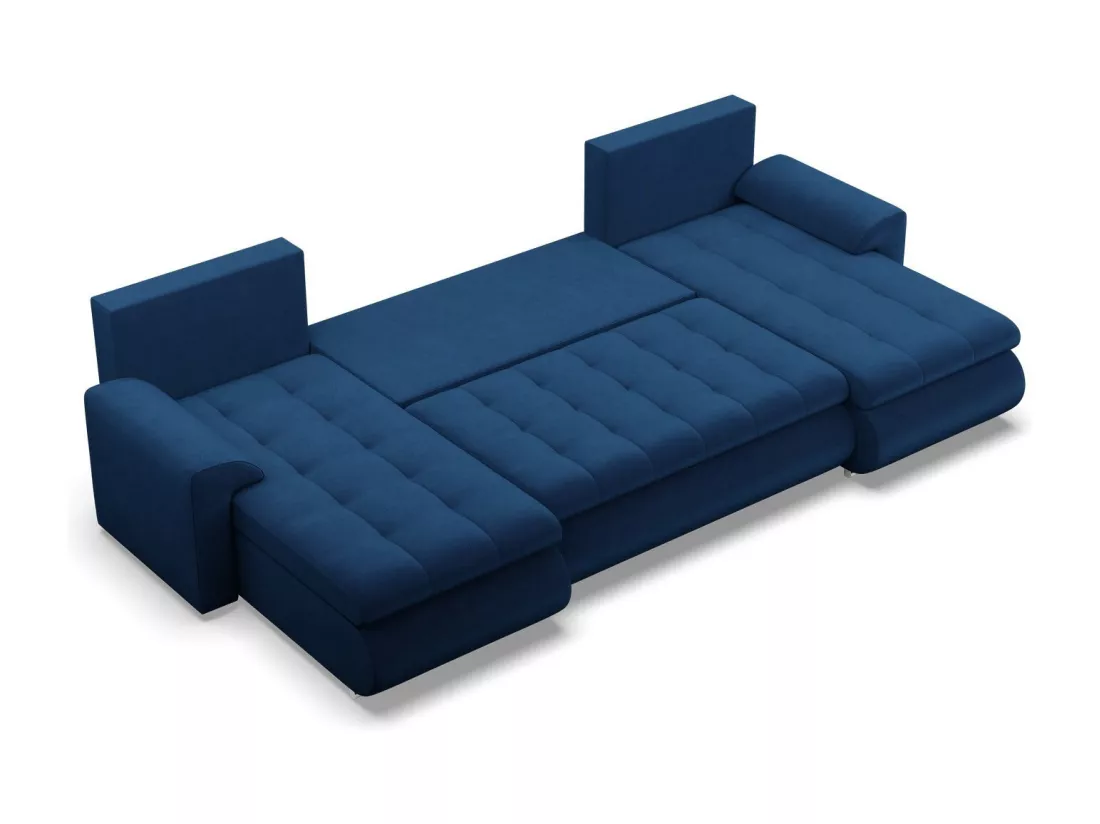 Canapé d'angle en U avec fonction sommeil, 2 méridiennes, Vert