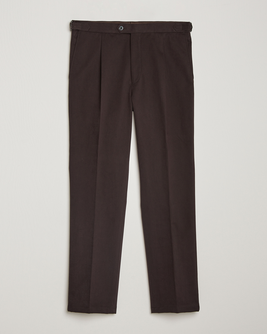 Oscar Jacobson Delon Brushed Cotton Trousers Brown