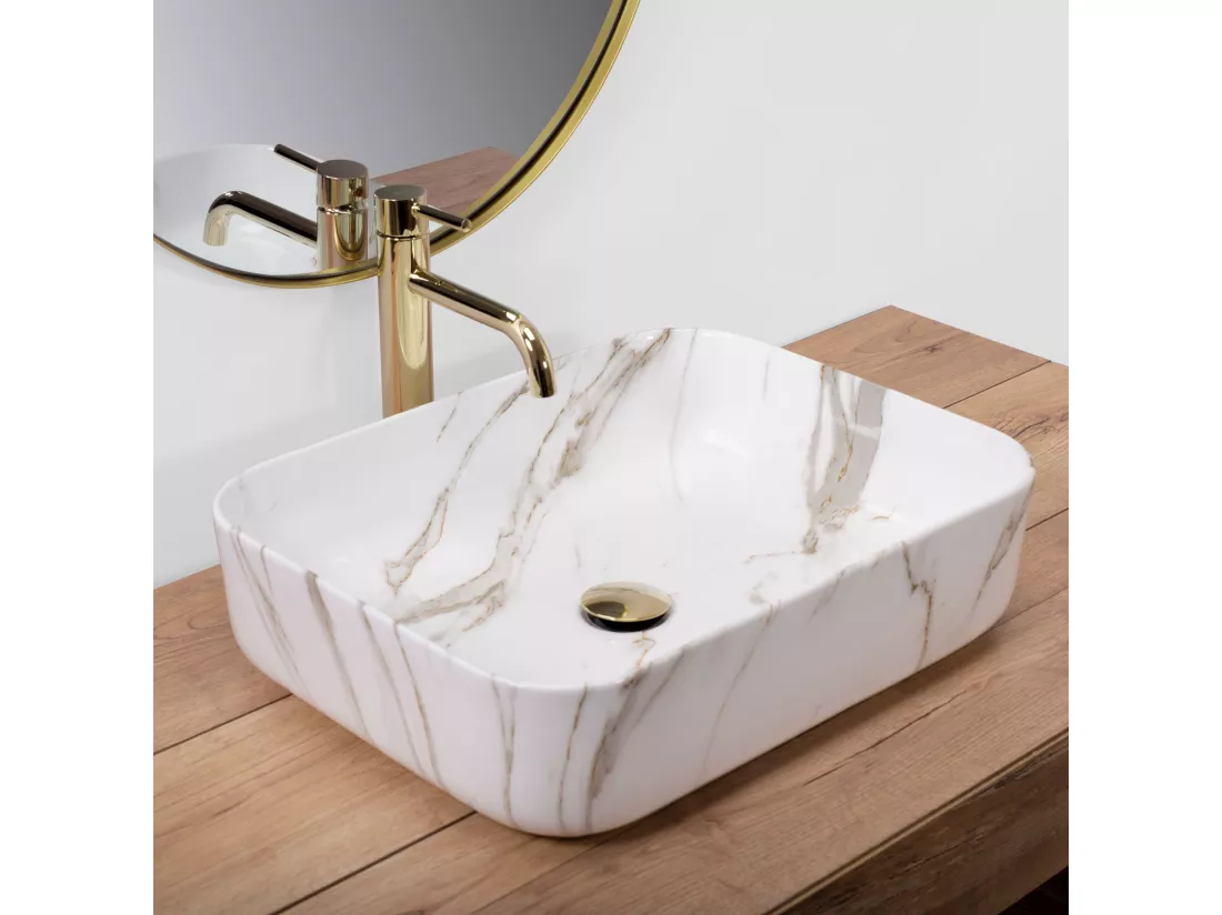 Vasque À Poser Rea Demi Shiny Aiax White