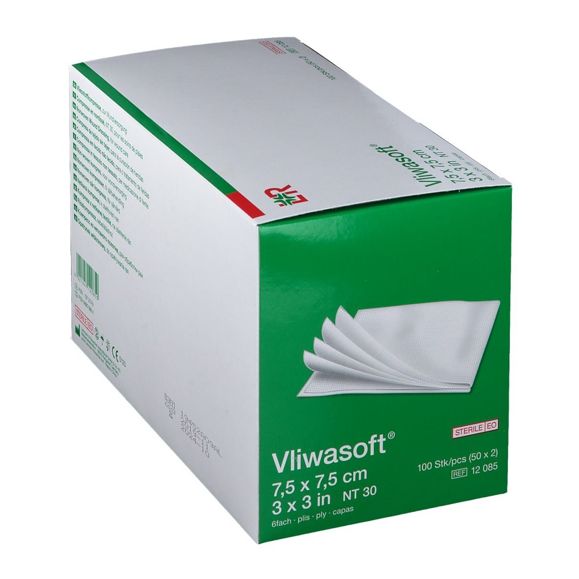 Vliwasoft® Vliesstoffkompresse 7,5 cm x 7,5 cm 6lagig steril