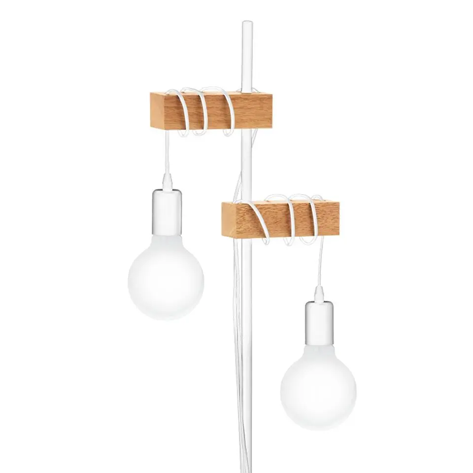 EGLO Townshend Vloerlamp - E27 - 166,5 cm - Wit/Bruin