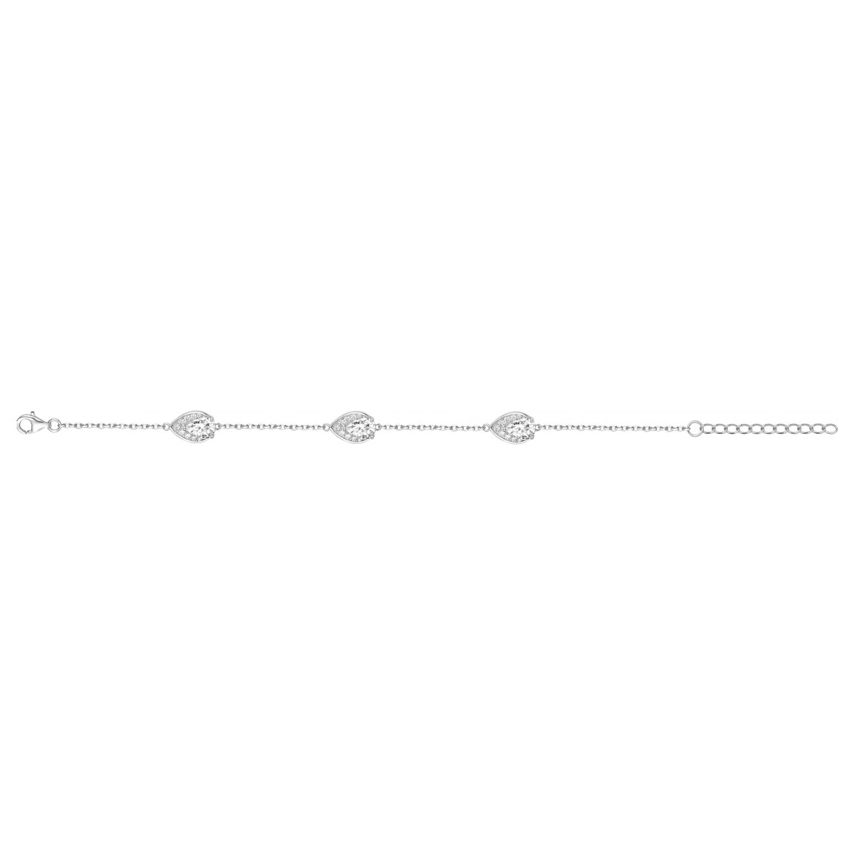Bracelet souple multi-motifs en Argent avec oxyde de zirconium blanc