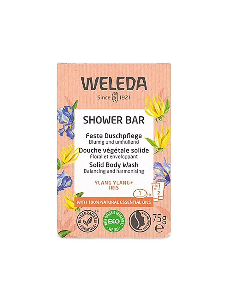 WELEDA Feste Duschpflege Ylang Ylang+Iris 75g rosa
