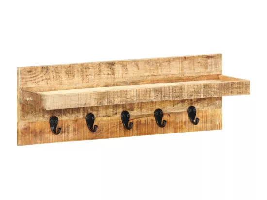 Porte-manteau mural 60x15x20 Bois de manguier brut solide