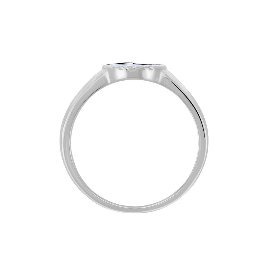 Bague Argent Blanc Lugus Email Et Oxyde De Zirconium
