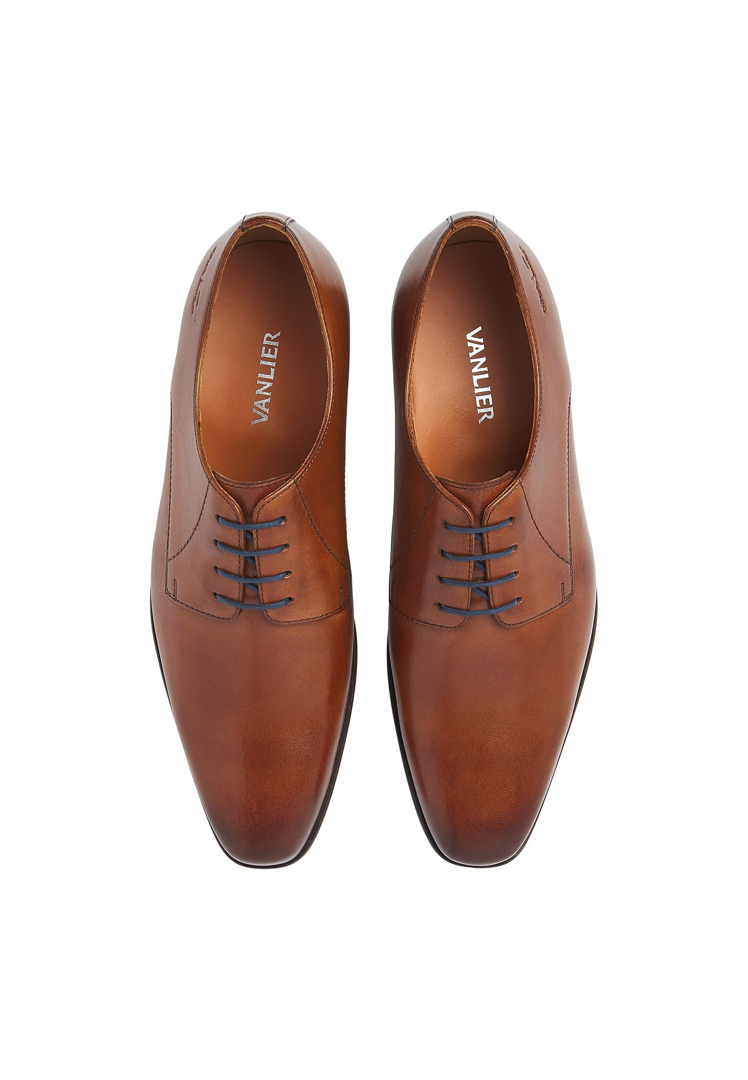 Cognac gladleren Egeus veterschoen