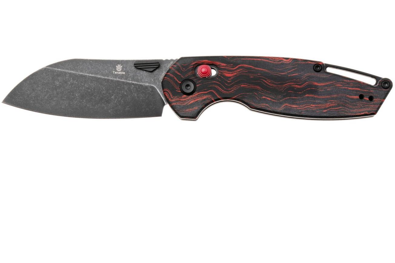 Tenable Knives Model 6 T1022V7 Blackwashed 14C28N, Red Black G-Mascus, zakmes, Nick Swan design