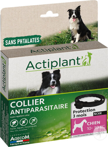 Actiplant Collier Antiparasitaire Chien 10-30kg Noir 1 Pièce