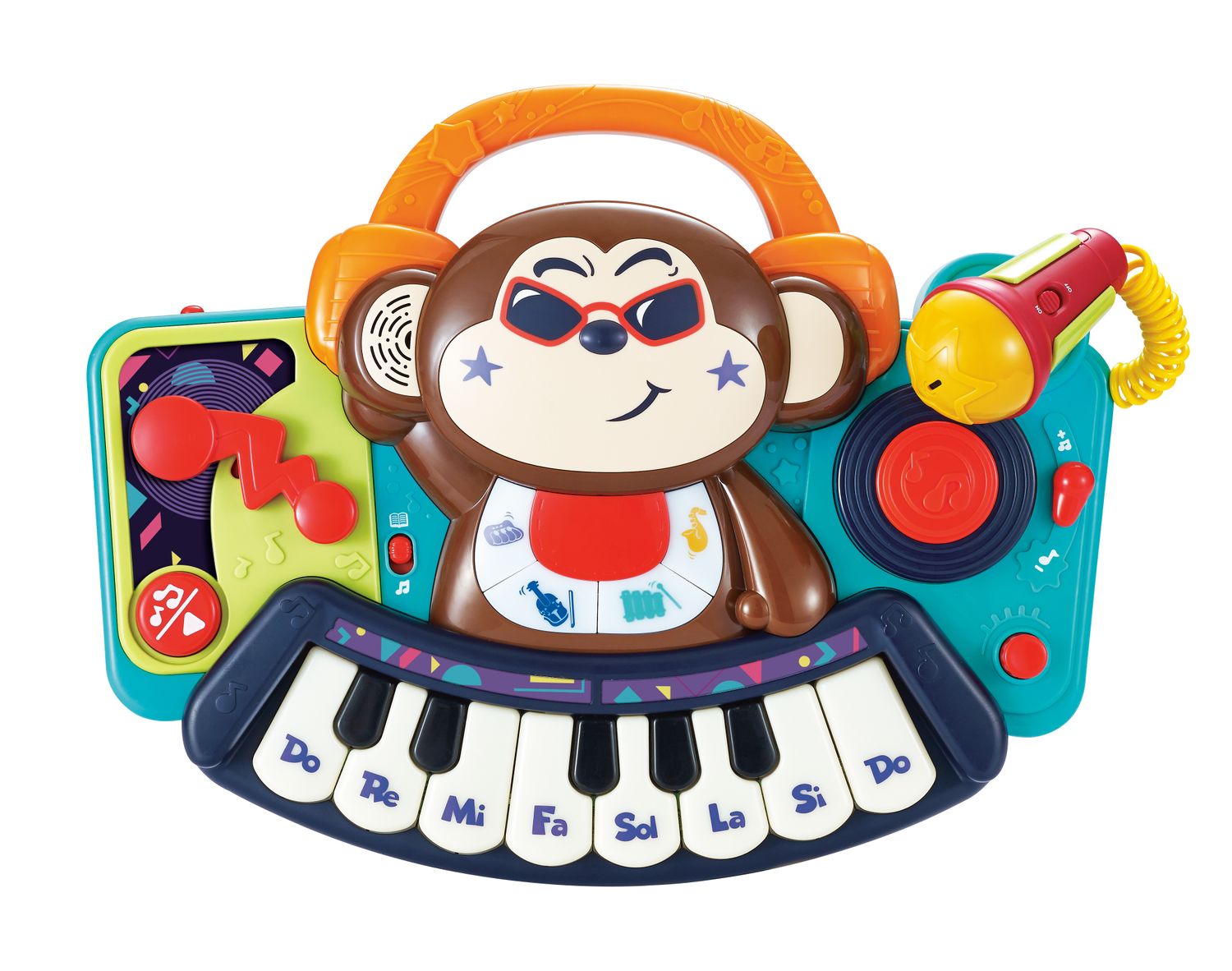 Moni Musikspielzeug Keyboard DJ Monkey 3137 Melodien, Tasten, Licht, Mikrofon bunt