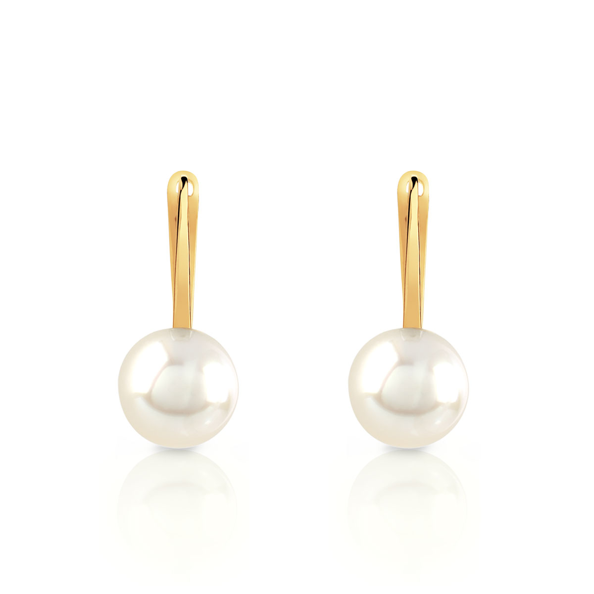 Boucles d'oreilles or 750 jaune dormeuses perles de culture du Japon