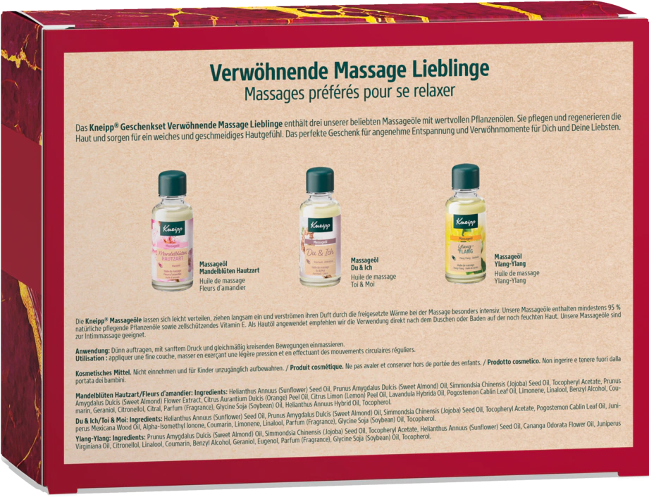 (3er Set) Verwöhnende Massage Lieblinge Geschenkpackung Massage Öl 3 verschiedene Düfte (918988)