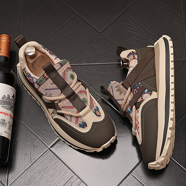 Mr Ozera - Platform veterschoenen met patroon van imitatieleer