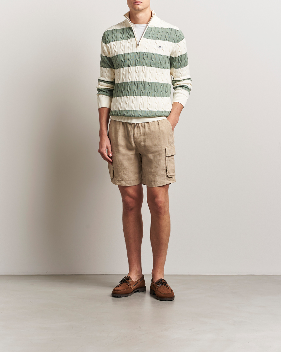 GANT Regular Fit Linen Cargo Shorts Concrete Beige