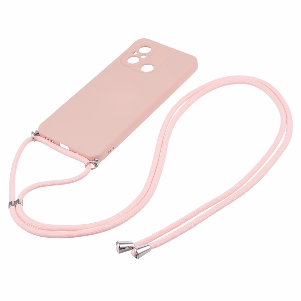 Xiaomi Redmi 12C Necklace Gummi Case Hülle   Handykette (140cm) - Rosa / Silber
