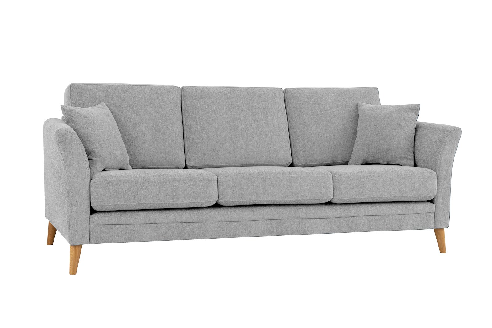 Eden 3-seter sofa Tekstil Thor 3/1 Light Grey med ben i eik natur (15137).