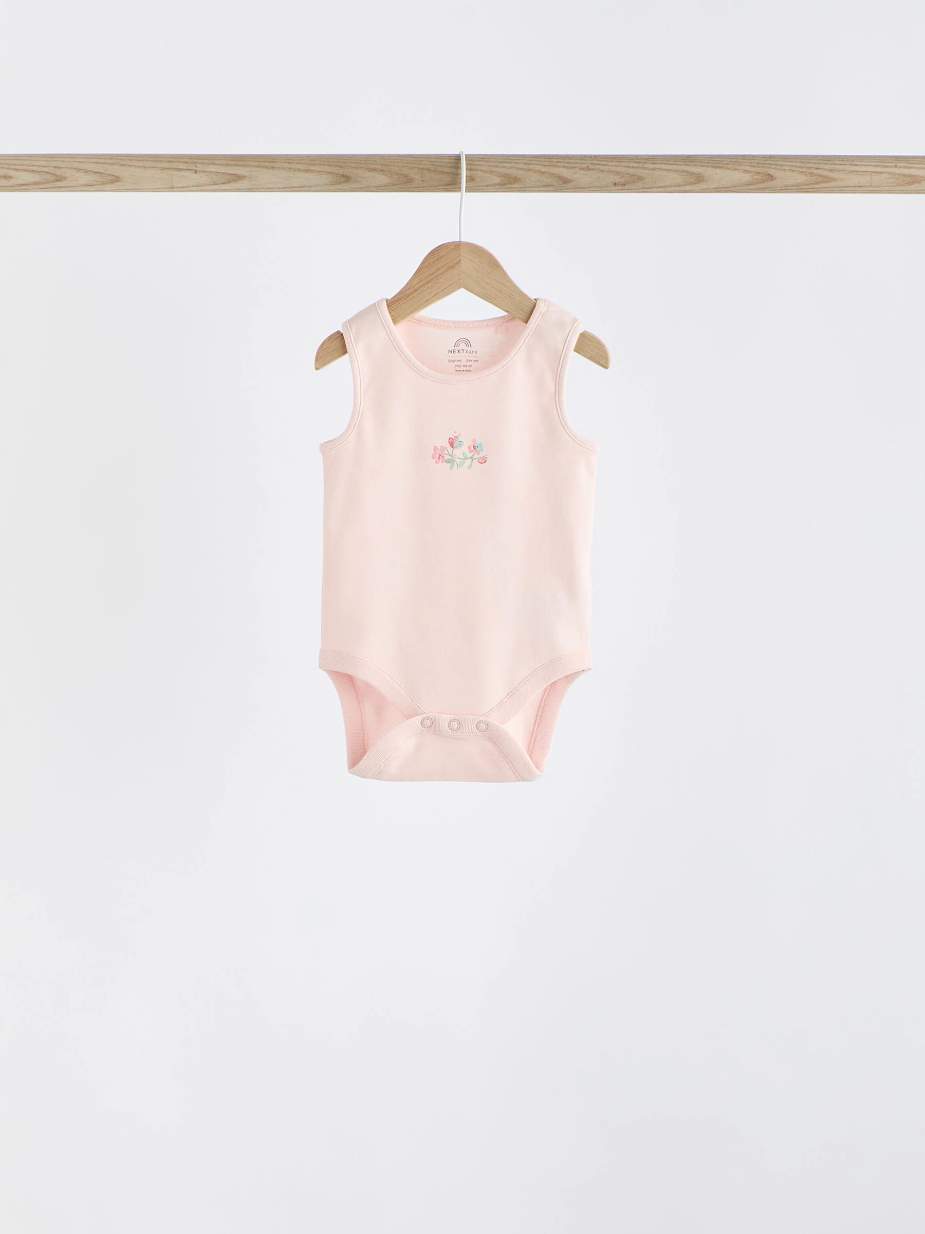 Roze met konijnen - Set van 5 katoenen hemdrompertjes voor baby's