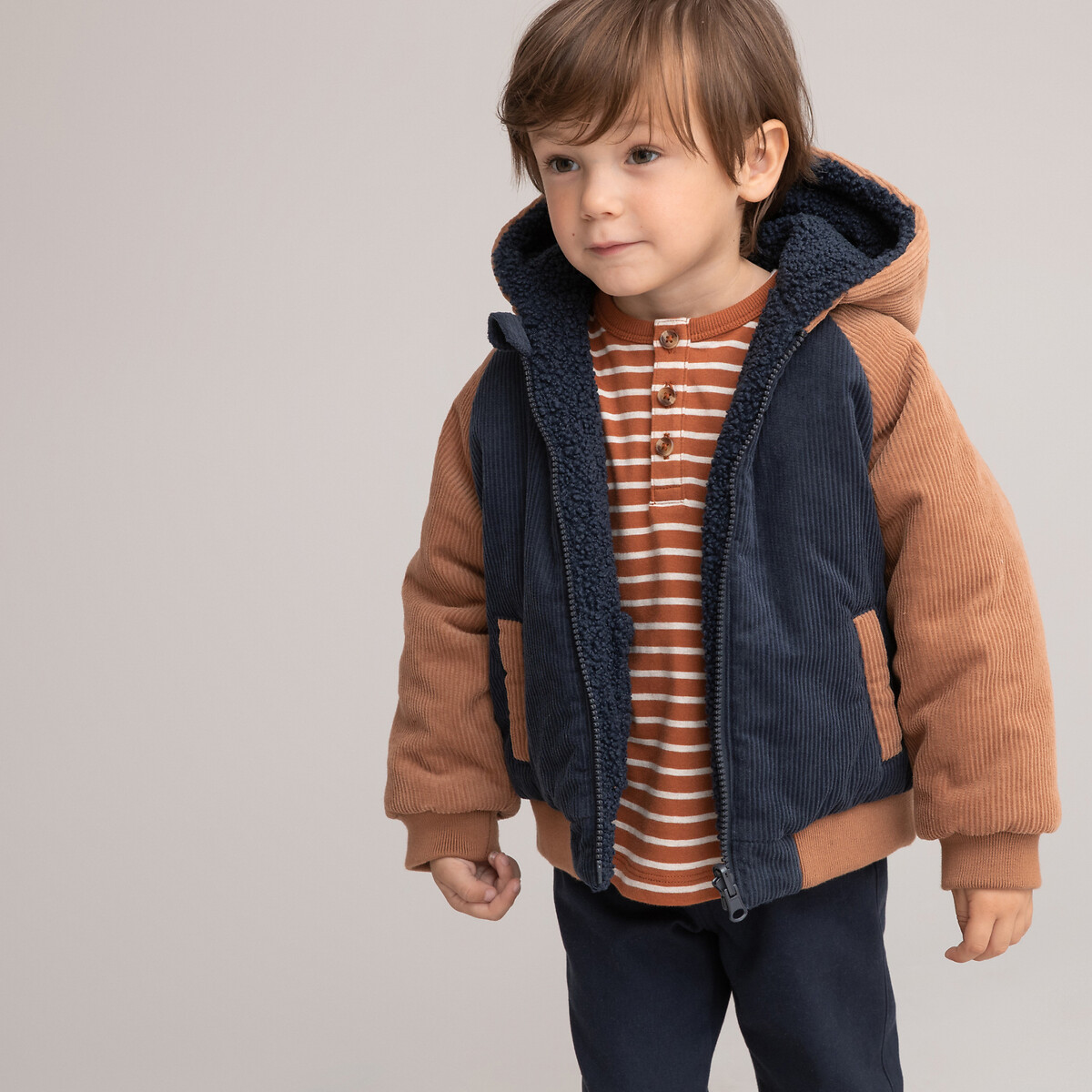 COLEÇÕES LA REDOUTE<br>Jaqueta quente com capuz, reversível