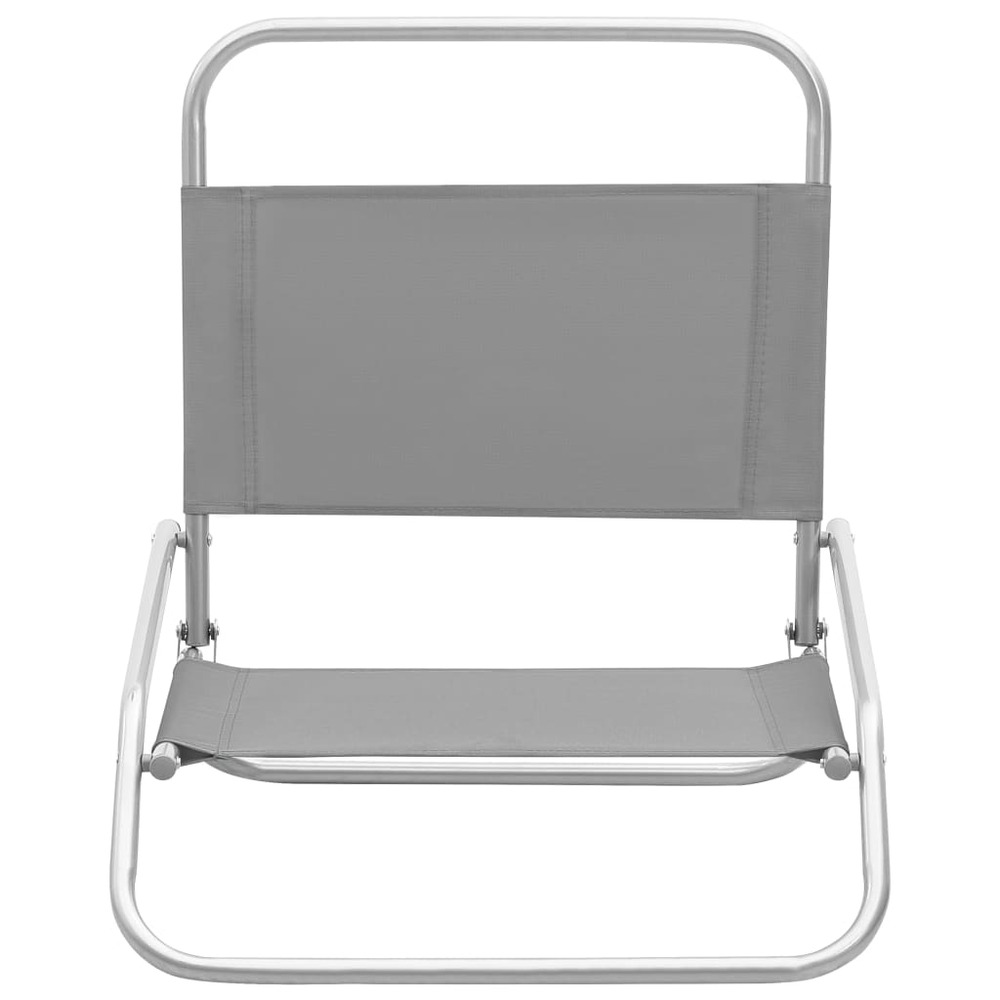 Chaises de plage pliables 2 pcs gris tissu