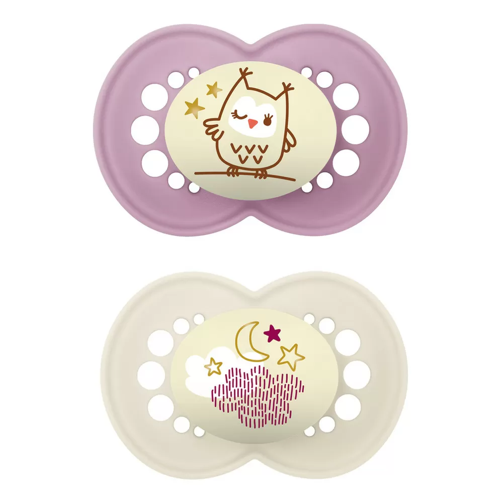 MAM Original Night Sut 16-36 mdr., Pink/Hvid - 2 stk.