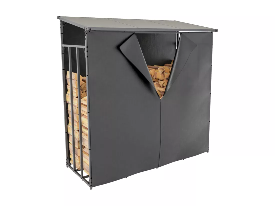 Etagère bois de cheminée - Métal - 165 x 70 x 165cm - Anthracite - Ruston