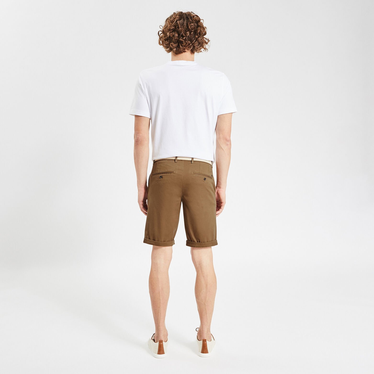 Bermuda chino uni avec ceinture Camel