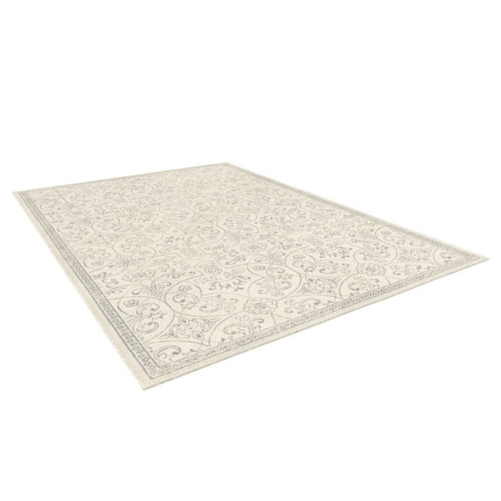 Tapis à motif floral oriental - arabesque - écru - 160 x 230 cm
