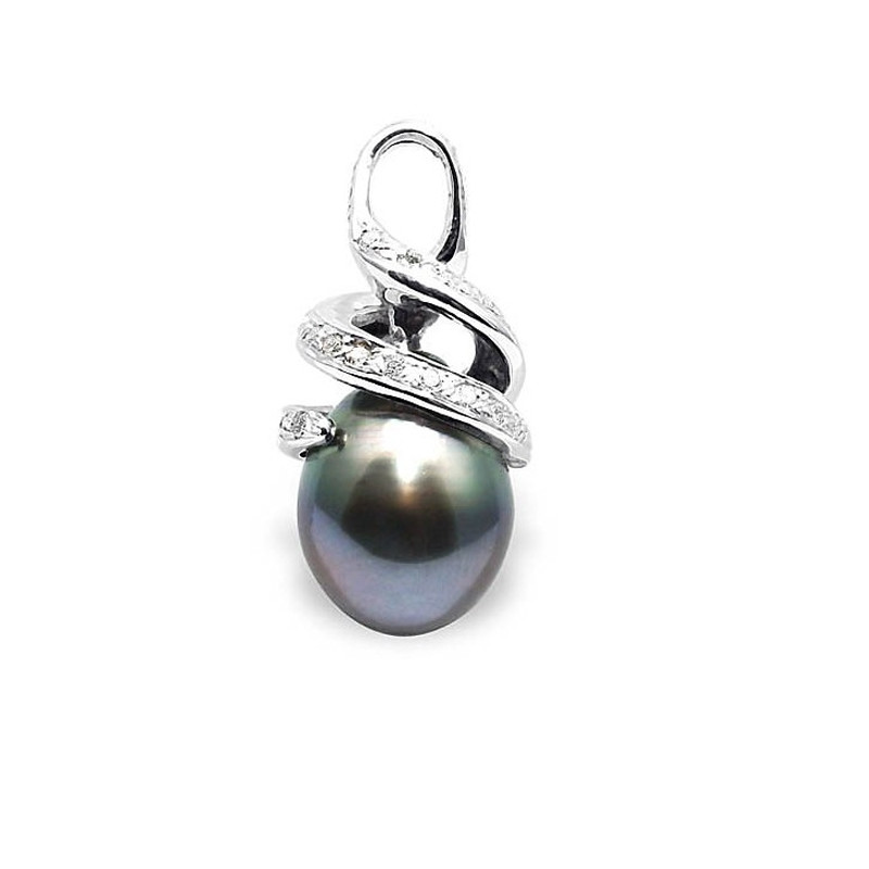 Pendentif Diamants, Perle de Tahiti et Or Blanc 750/1000