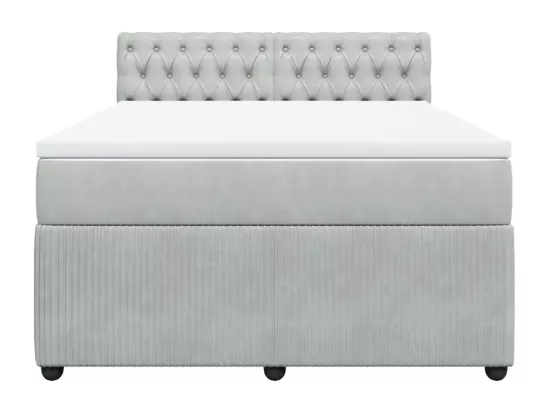 Sommier à lattes de lit et matelas Gris clair 160x200cm Velours