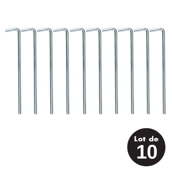 Jeu de 10 piquets camping métal 6mm