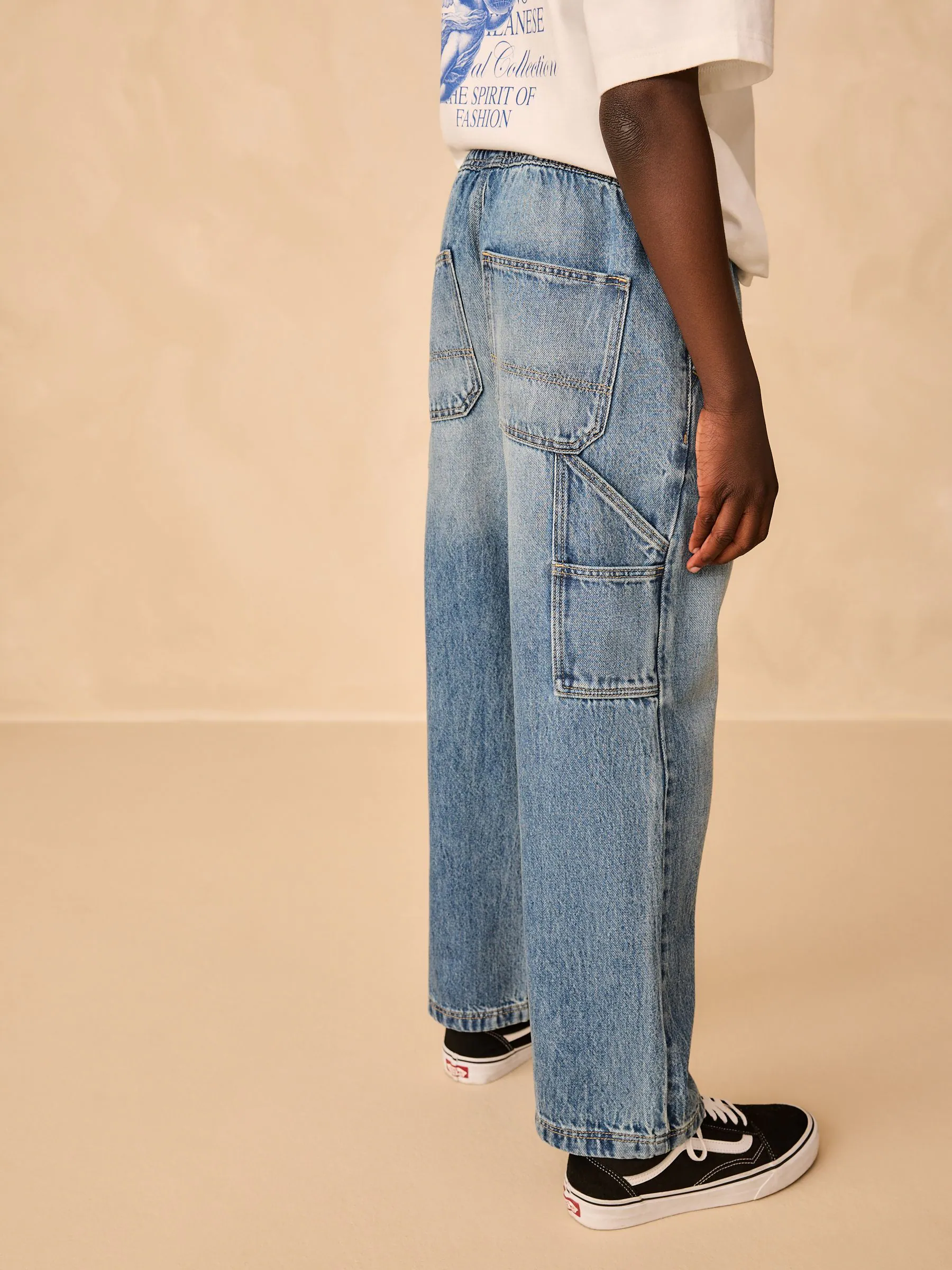 Middenblauw denim - Denim Pull On Carpenter Jeans (3-16yrs)
