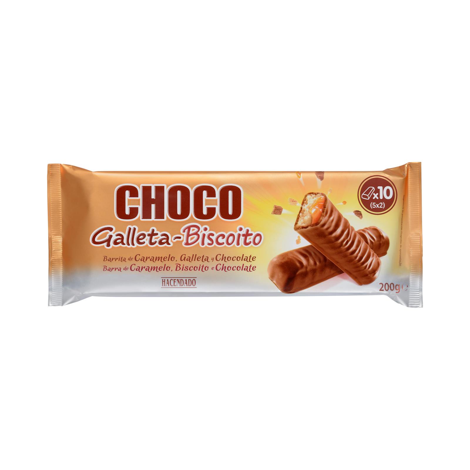 Barres de biscuits et de caramel Hacendado enrobées de chocolat au lait