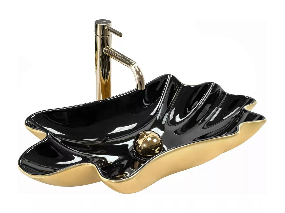 Vasque À Poser Rea Infinity Black Gold