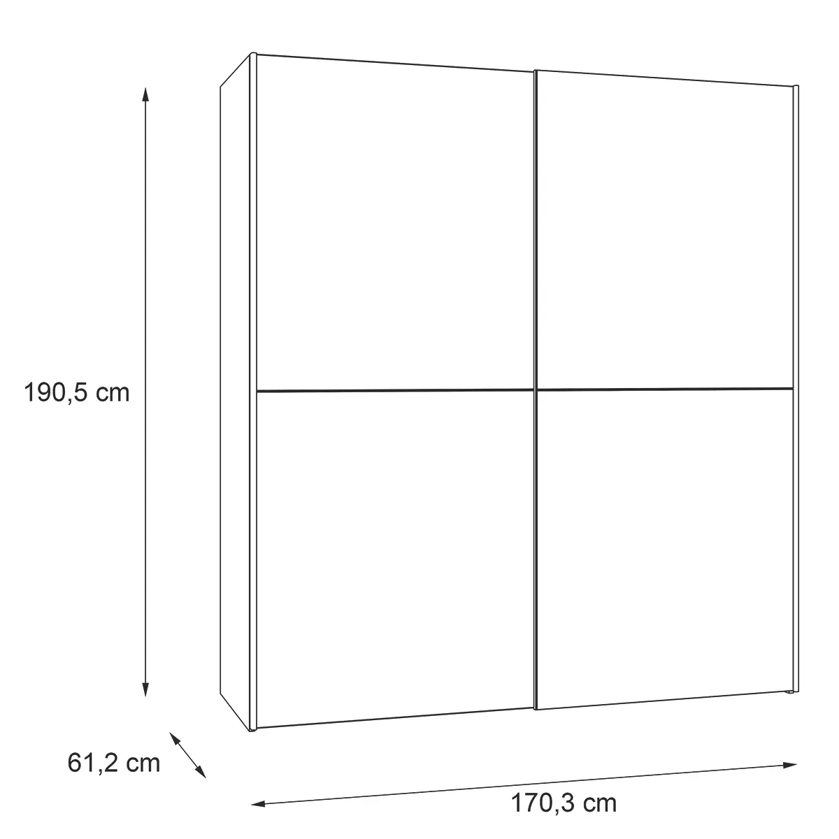Schwebetürenschrank 2-trg. Gais weiss