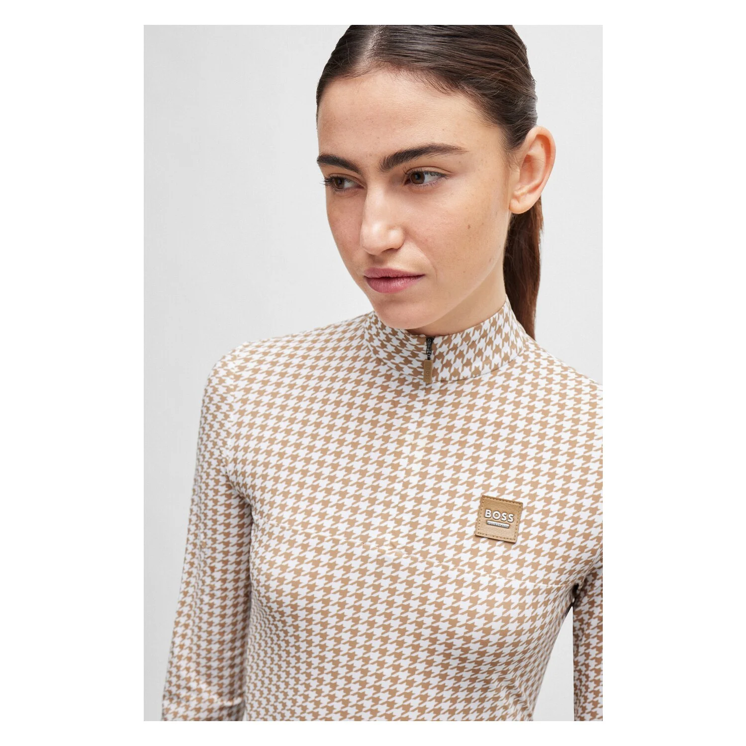 BOSS EQUESTRIAN Trainingsshirt Rachel Houndstooth  - camel