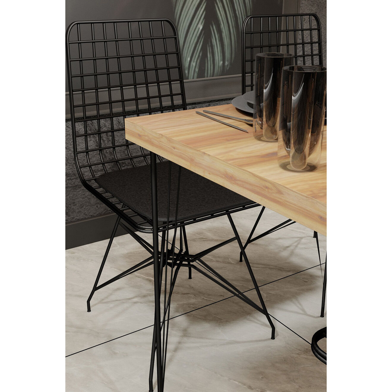 Wooden Art Table à manger nmsy chêne/noir  - 120x75x60 cm