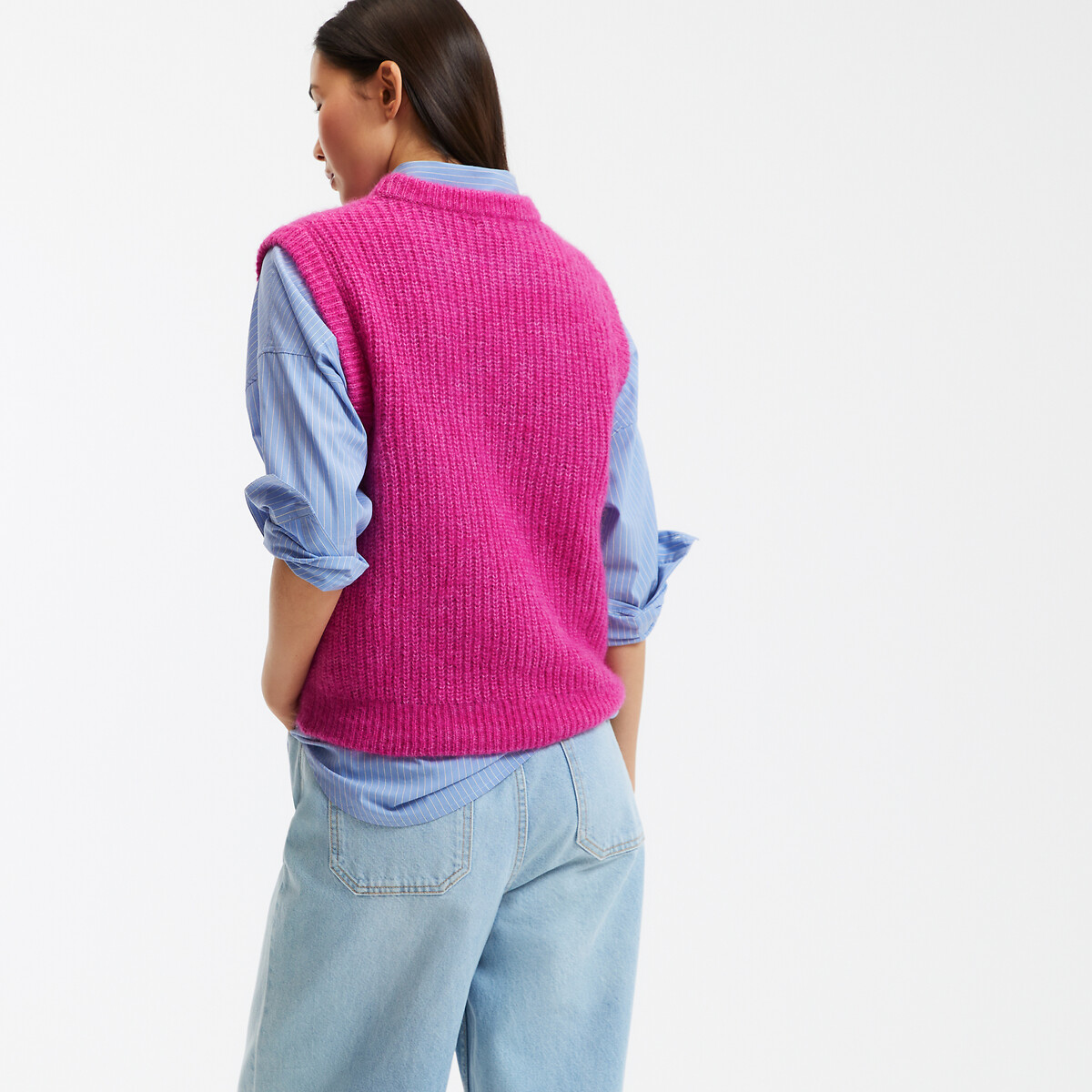 COLEÇÕES LA REDOUTE<br>Suéter sem mangas com gola redonda, em mistura de alpaca