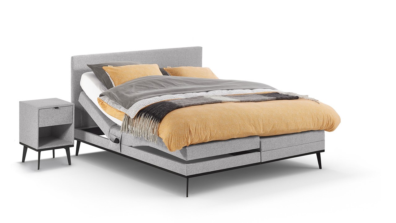 Elektrische boxspring Viggo met Silver Pocket Deluxe Foam matras oakland grijs