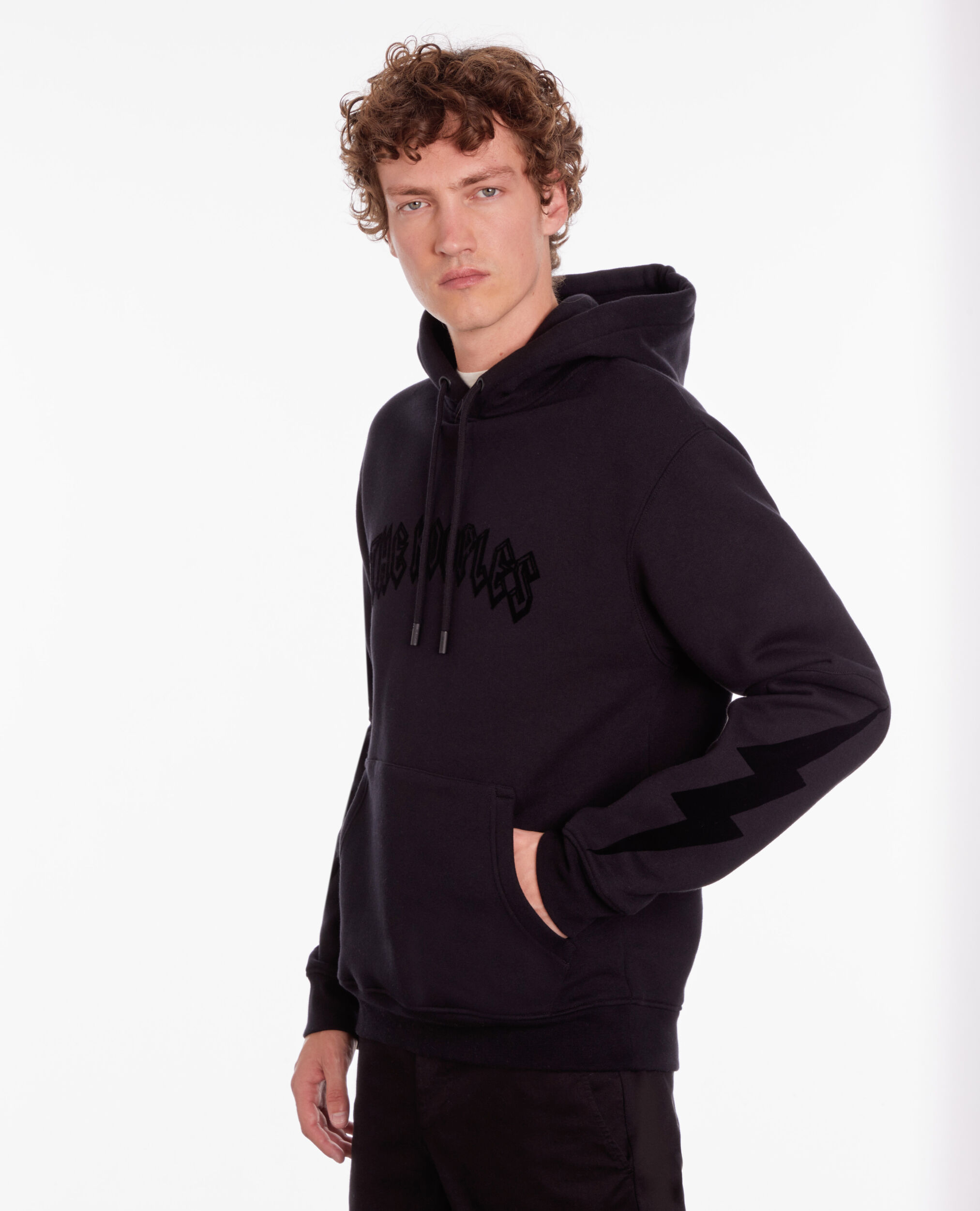 Sweatshirt à capuche noir avec flocage