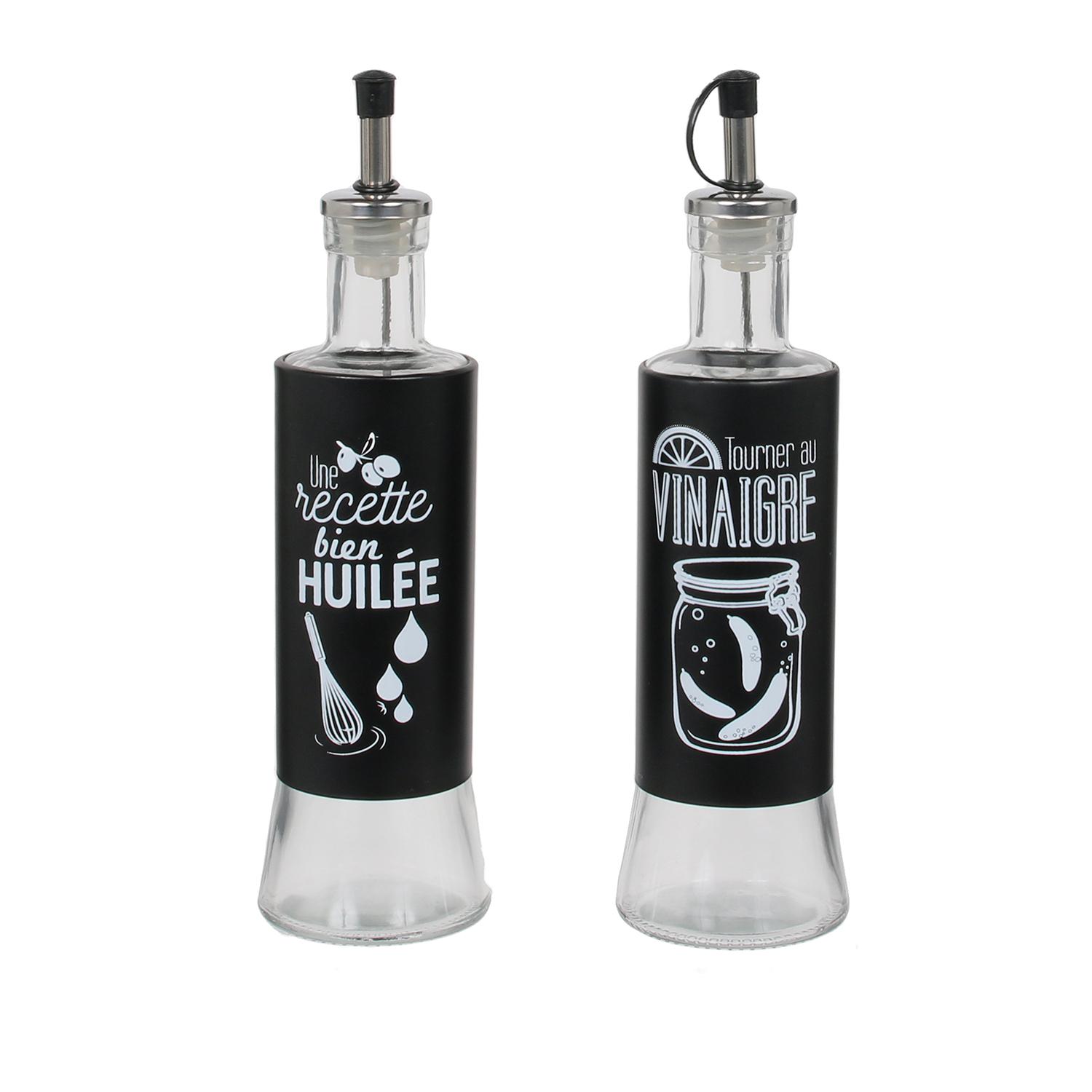 HUILE VINAIGRE VERRE ACIER 6.7X24.8CM
