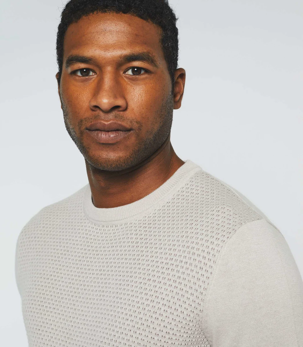 Pull col rond beige 