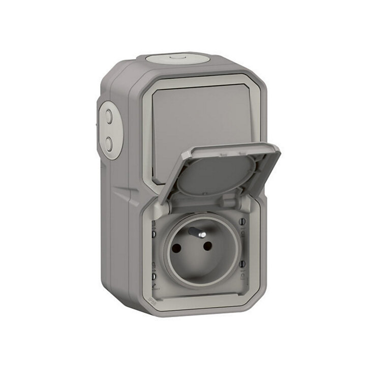 Prise et interrupteur Legrand Plexo gris en saillie